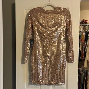 Charlotte Russe Rose Gold Sequin Long Sleeve Dress